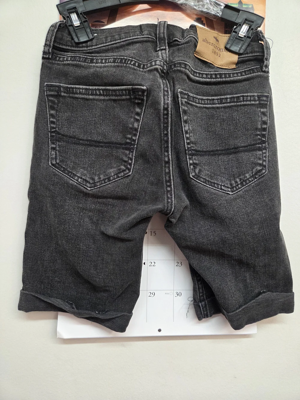Abercrombie & Fitch Kid's Distressed Charcoal Gray Slim Jeans Shorts